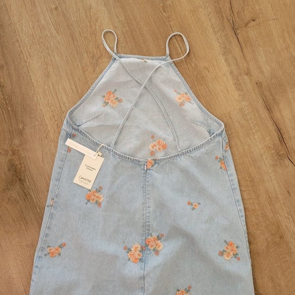 NWT  MANGO Embroidered mini denim dress, size US 6 - Picture 2 of 7